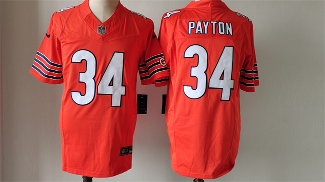 Men's Chicago Bears #34 Walter Payton Orange 2023 F.U.S.E. Limited Football Stitched Jersey